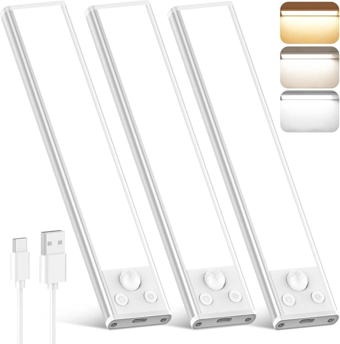 Oplaadbare LED onder kastverlichting met bewegingssensor - Dimbaar en draadloos - 3 kleurtemperaturen voor keukengebruik
