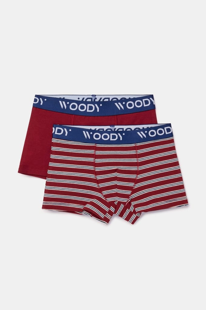 Woody, jongensboxershorts, bordeaux en streep 3 jaar