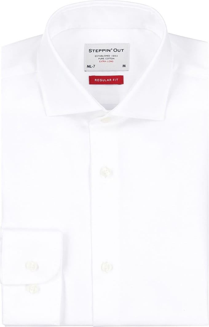 Steppin' Out Extra Long Sleeves Overhemd Twill Wit - Maat M - Heren