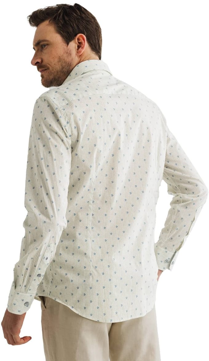 overhemd State of Art creme en blauw print