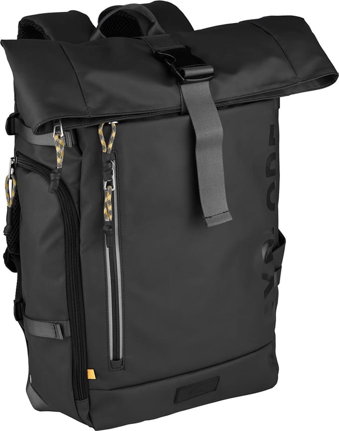 camel active EXPLORE Rolltop Rugzak van gerecycled nylon - Maat menswear-L - Zwart