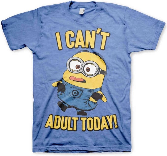 Minions Heren Tshirt -S- I Can't Adult Today Blauw