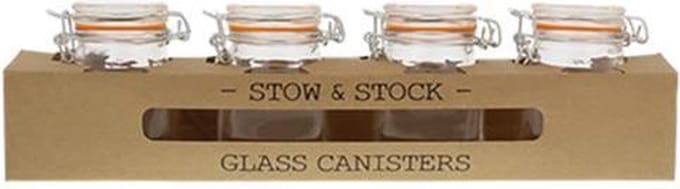 Kruidenpotjes / Voorraad potjes - Transparant - Glas - Set van 4