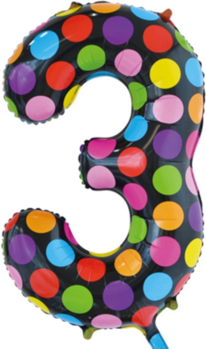 Folie Ballon Cijfer 3 Stippen XL 86cm