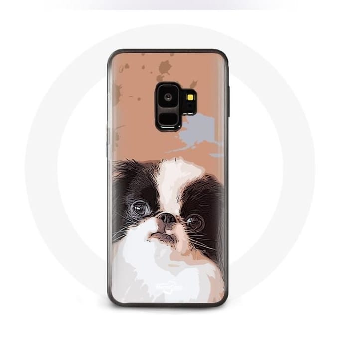 Coque pour Samsung Galaxy S9 Épagneul japonais Noir et Blanc Race de chiens