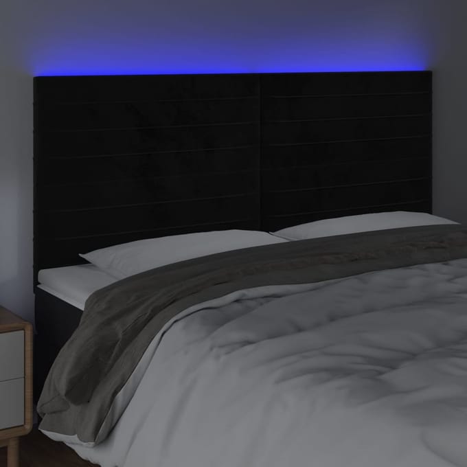 vidaXL - Hoofdbord - LED - 160x5x118/128 - cm - fluweel - zwart