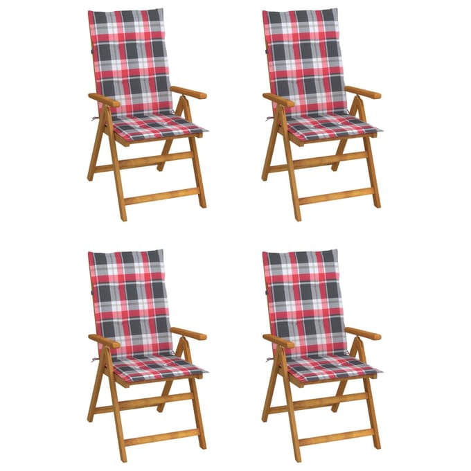 vidaXL - Inklapbare - stoelen - 4 - st - verstelbaar - met - kussens