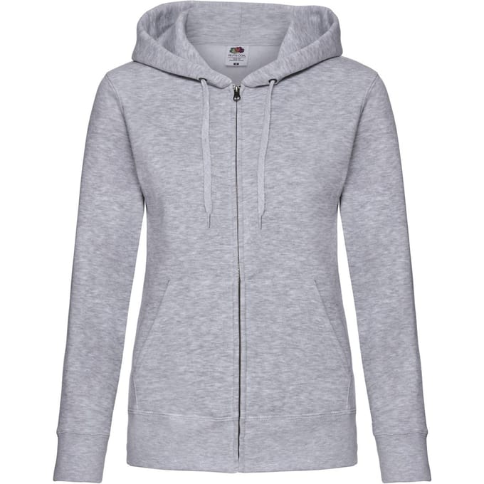 Fruit of the Loom Dames/Dames Premium Sweatjack met kap Lady Fit (Heide Grijs)