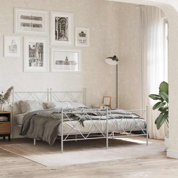 vidaXL - Vervangend - hoofdbord - 160 - cm - metaal - wit
