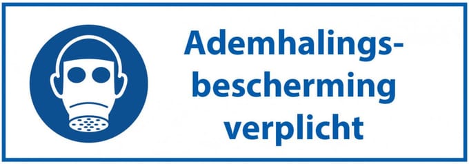 Ademhalingsbescherming verplicht tekstbord - kunststof 200 x 75 mm