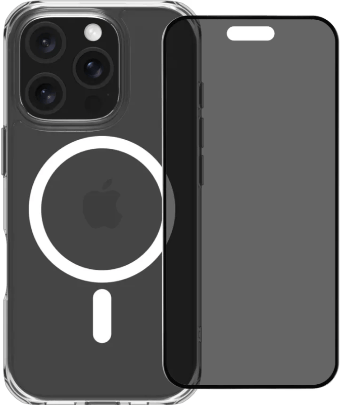 BlueBuilt Protective Back Cover met MagSafe iPhone 16 Pro + Privacy Screenprotector Glas