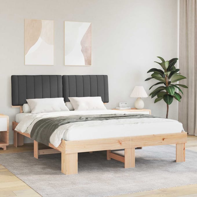 vidaXL - Bedframe - met - Gevoerde - Hoofdbord - Donkergrijs - 160 - x - 200 - cm