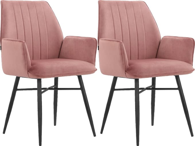 Anzo-Eetkamerstoel - Roze - Set van 2