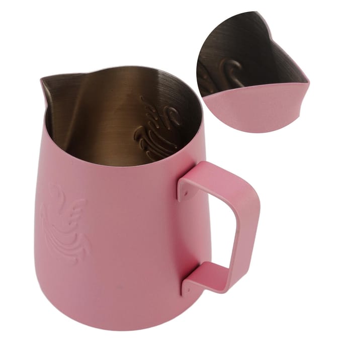 Melkopschuimkan Multifunctioneel 304 Roestvrij Staal Koffie Stoomkan met Handvat voor Melk L roze