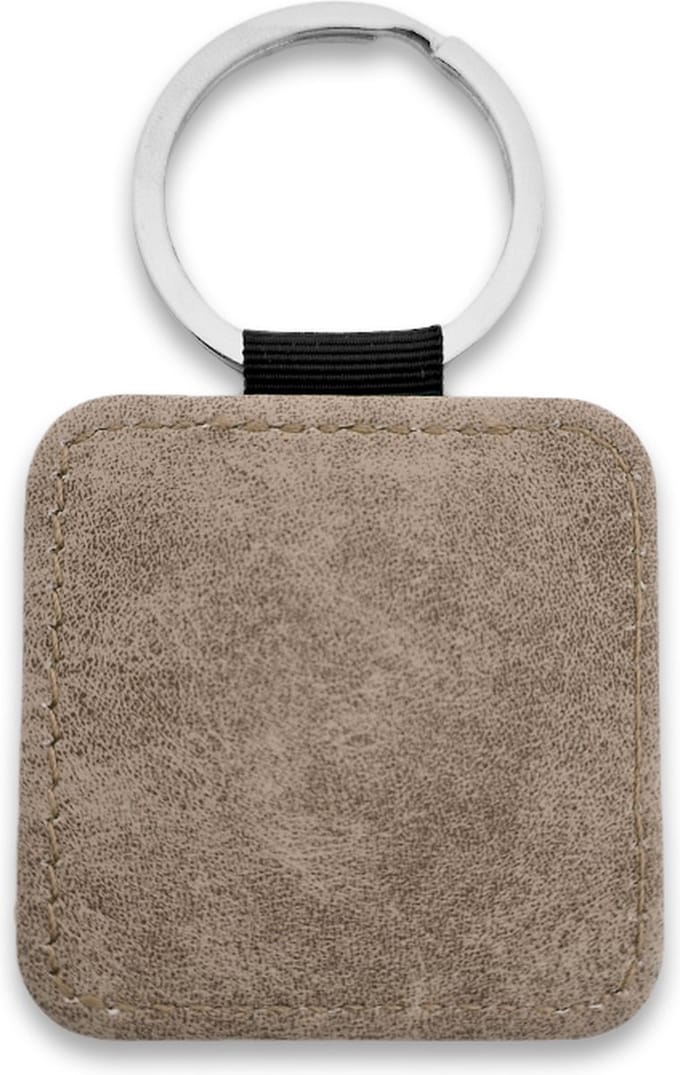CombiCraft Blanco leren sleutelhanger vierkant 50x50mm grijs - 10 stuks