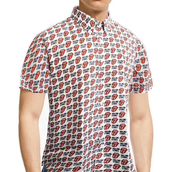 Het Rolling Stones unisex overhemd met all-over print voor volwassenen XXL wit