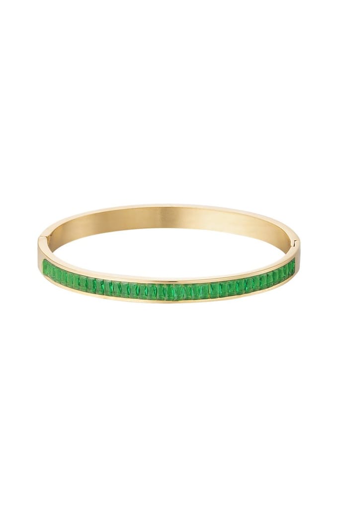 Bijoutheek Armband (Sieraad) Harde zirkonia stenen bangle goud Groen