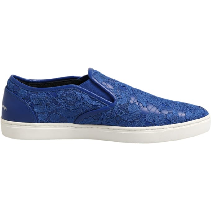 Dolce & Gabbana Blauwe Leren Sleehakken Sneakerschoenen
