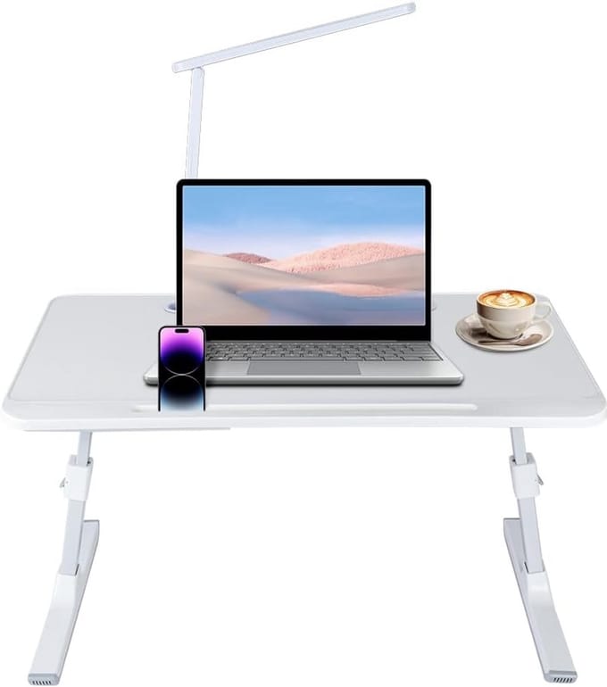 Verstelbare Bamboe Laptoptafel voor Bed en Bank met Lade