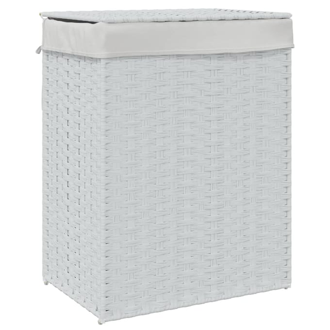 Vidaxl Panier à Linge avec Couvercle, Blanc, 46x33x60 cm, Rotin Synthétique