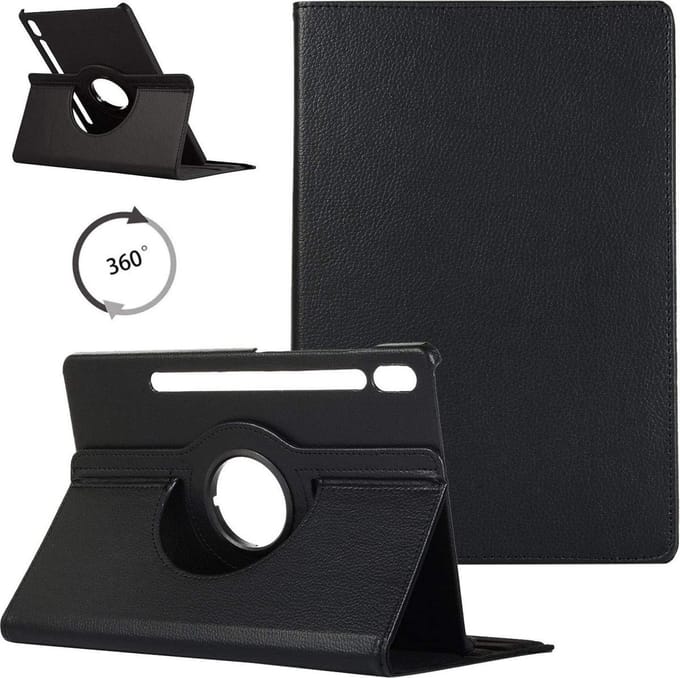 LuxeBass Tablet hoesje 360 geschikt voor Samsung Galaxy Tab S8 Plus - Zwart