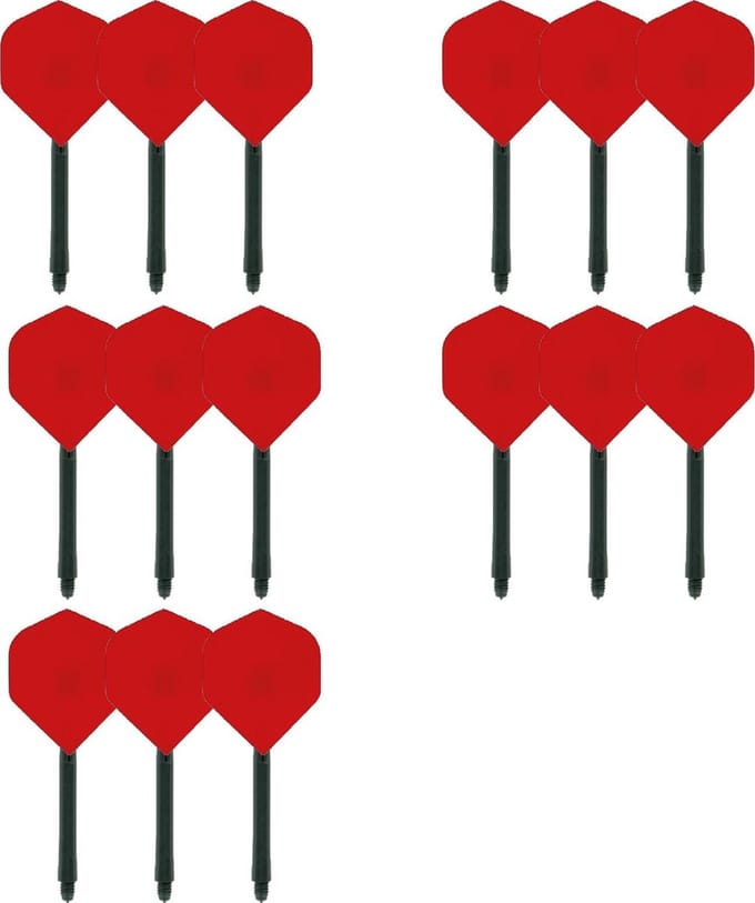 5 Twin Packs Shafts + Flights Multipack - Zwart Rood