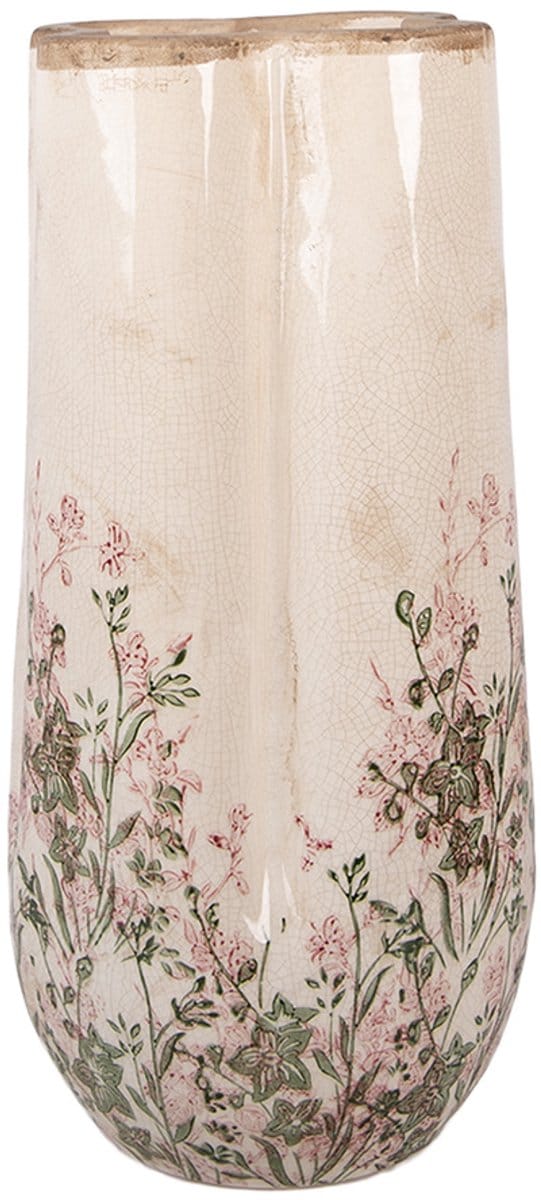 Clayre & Eef Vaas Ø 16x36 cm Beige Keramiek