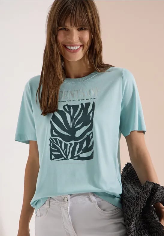 Shirt met ronde hals en frontprint