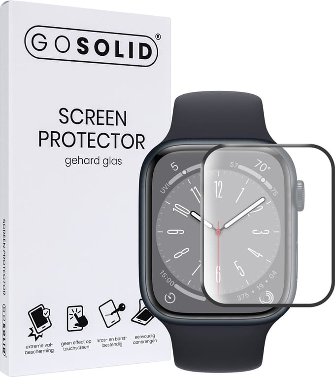 GO SOLID! ® Screenprotector geschikt voor Apple watch Series 8 (41 mm) gehard glas