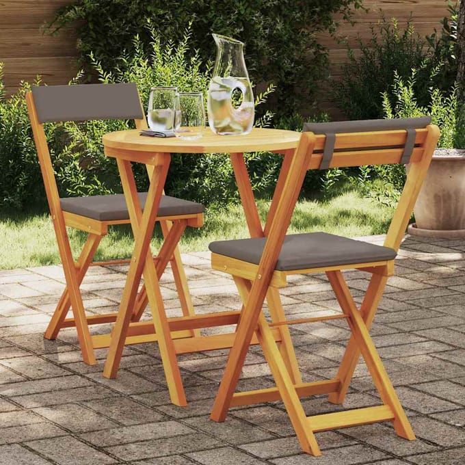 vidaXL - Tuin - Eettafel - Set - 3 - st - Olie - Natuurlijk - Massief - Acacia - Hout