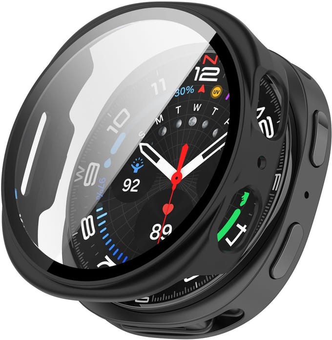 Strap-it Hard case hoesje met screen protector glas - geschikt voor Samsung Galaxy Watch 9/8 - 40mm (zwart)