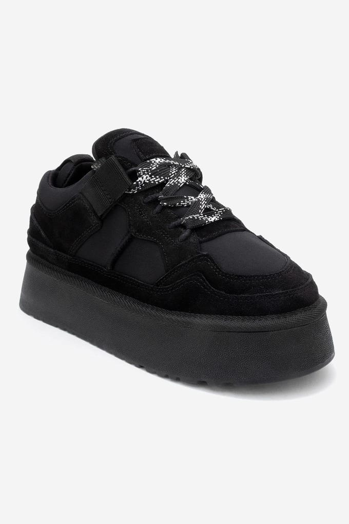 Riven Leren Platform Sneaker Dames