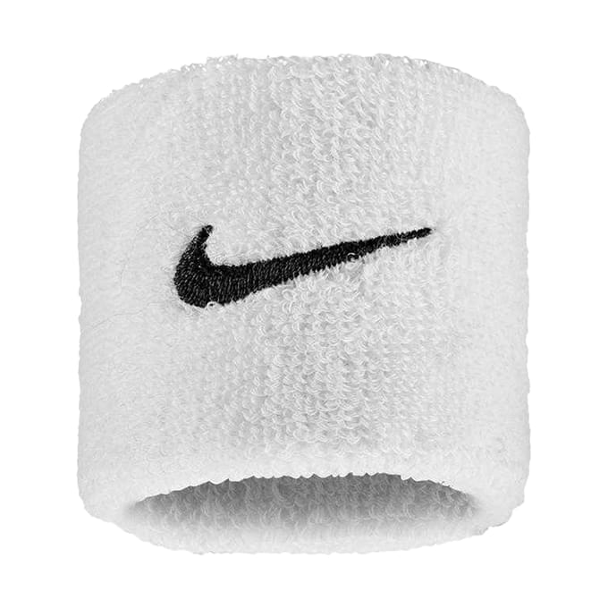 Nike Klassiek Swoosh polsbandje (Set van 2) (Wit/zwart)