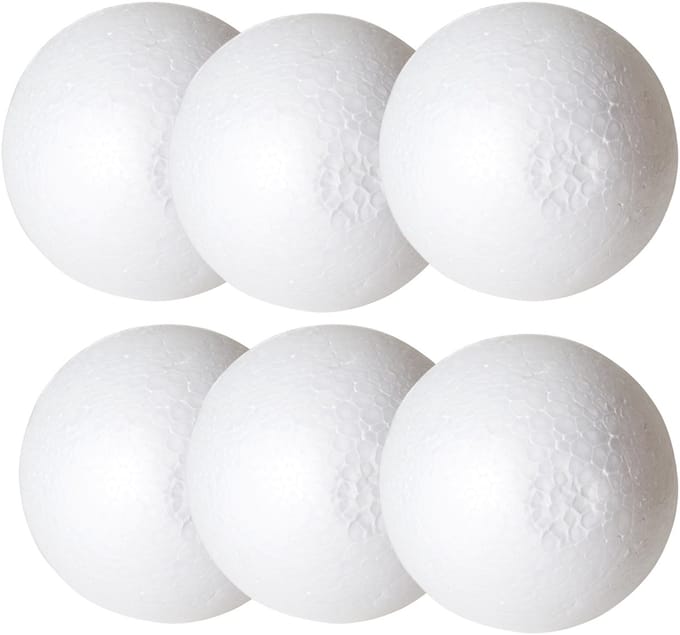 Gerimport Piepschuim bal/bol - 6x - D10 cm - wit - DIY hobby/decoratie bal