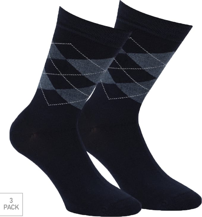 Boru Bamboo - 3-Pack - Geruite Sokken - Bamboe - Hypoallergeen - Heren / Dames - marine - 43-45 - 2325