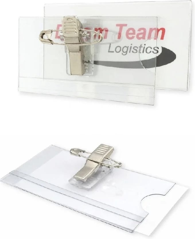 CombiCraft Vergaderbadges van acetaat met clipsluiting en speld 90x60mm - per 100 stuks
