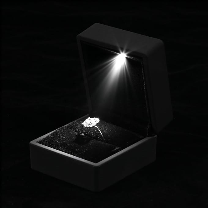 Modieus LED Verlichte Ring Opbergdoos Sieraden Display Case Cadeau Zwart zwart