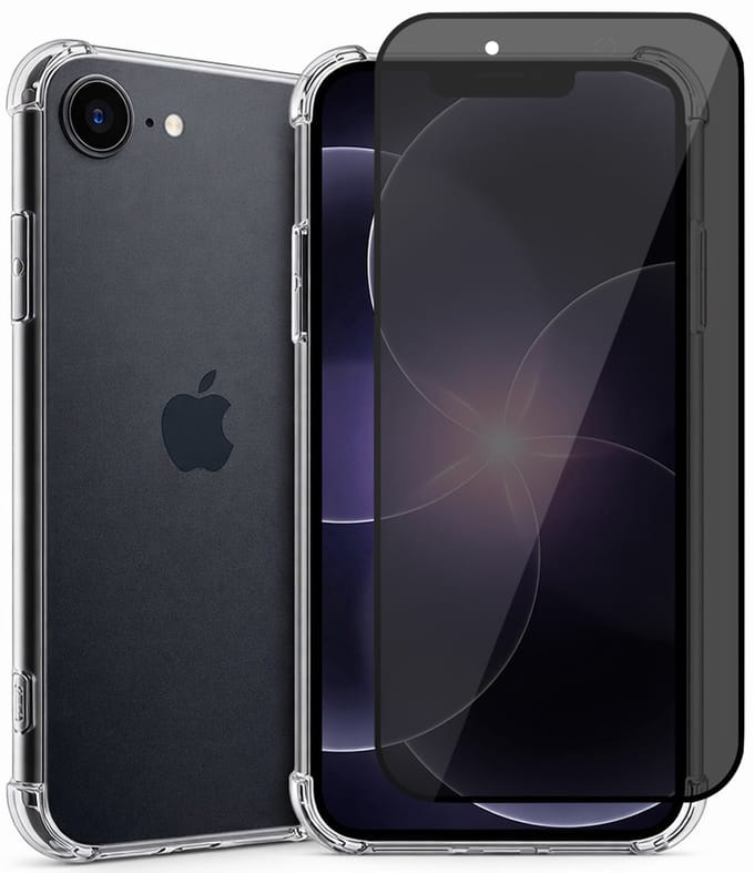 Hoesje geschikt voor iPhone 17e - Privacy Screenprotector Volledig Dekkend Glas - Shockproof Transparant