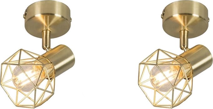 QAZQA Mosh - Plafond spot - 2 lichts - H 160 mm - Goud/messing