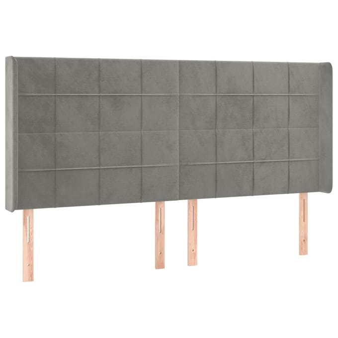 vidaXL - Hoofdbord - LED - 163x16x118/128 - cm - fluweel - lichtgrijs
