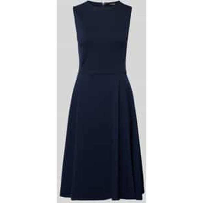 Knie-lange jurk van viscosemix met riem Model 'CHARLEY'