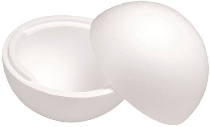 6 3803 840 - Piepschuim bal deelbaar, halve schelpen, wit, diameter ca. 20 cm, voor veelzijdig knutselen en decoreren