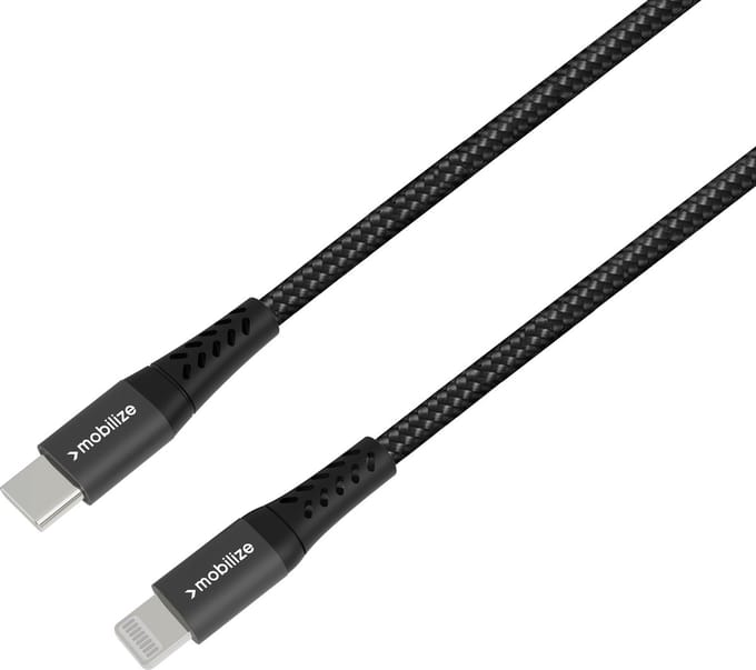Mobilize USB-C naar Apple Lightning Kabel 0.2 Meter - Zwart