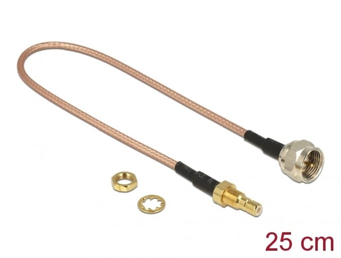 Delock Antenna cable F plug > SMB jack Bulkhead RG-316 25 cm