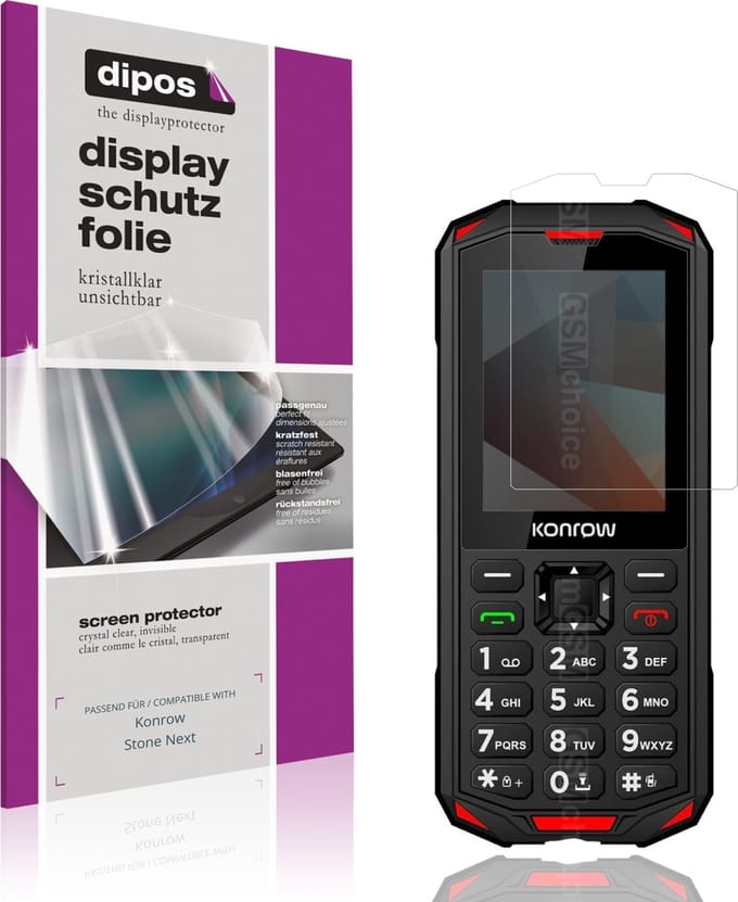 dipos – 4x Beschermfolie geschikt voor Konrow Stone Next | Krasbestendige & heldere Screenprotector Ultra-Thin