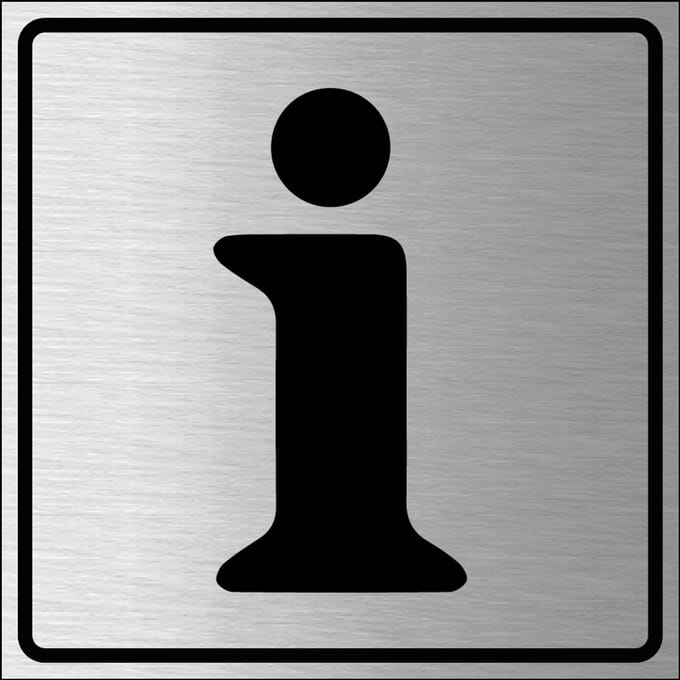 Info bordje, geborsteld aluminium 200 x 200 mm