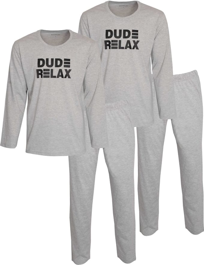Aprox Heren Pyjama - Pyjama Set - DUO-PACK - Grijs Melange - Maat L