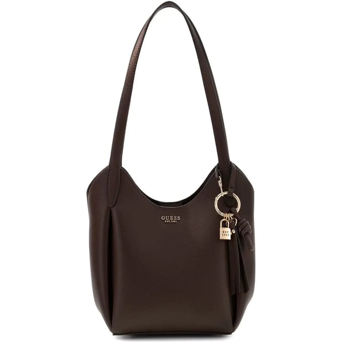 GUESS schoudertas Melody Bucket Brown donkerbruin