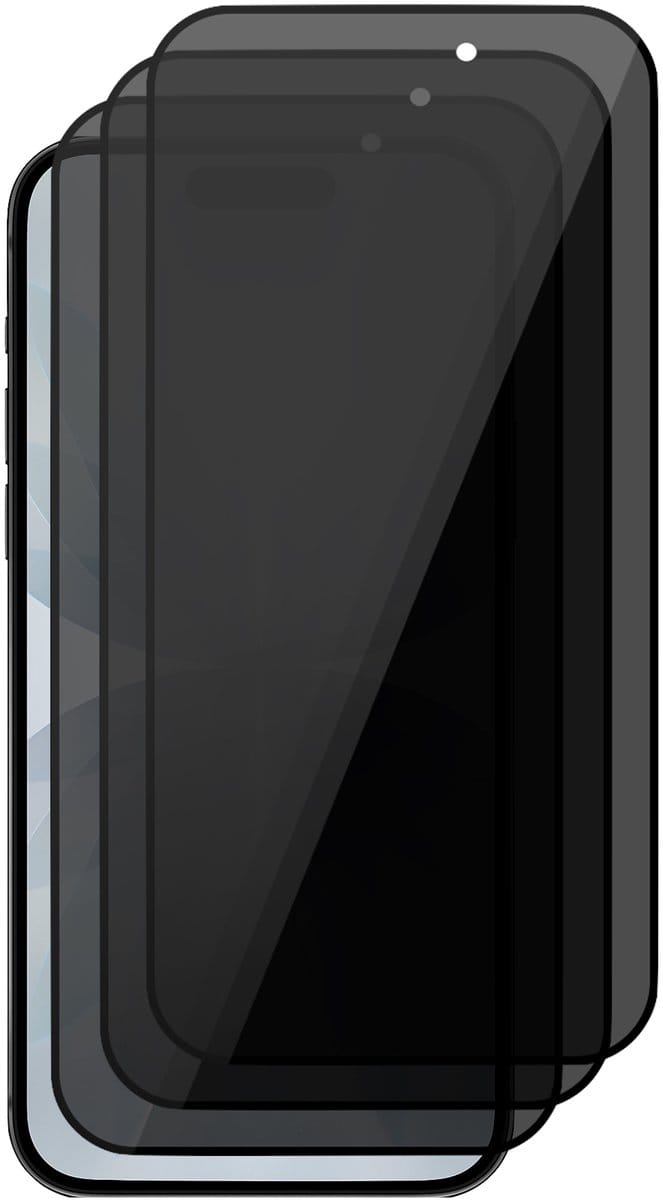 Privacy Screenprotector geschikt voor iPhone 17 - 3x Volledig Dekkend Glas Screen Protector