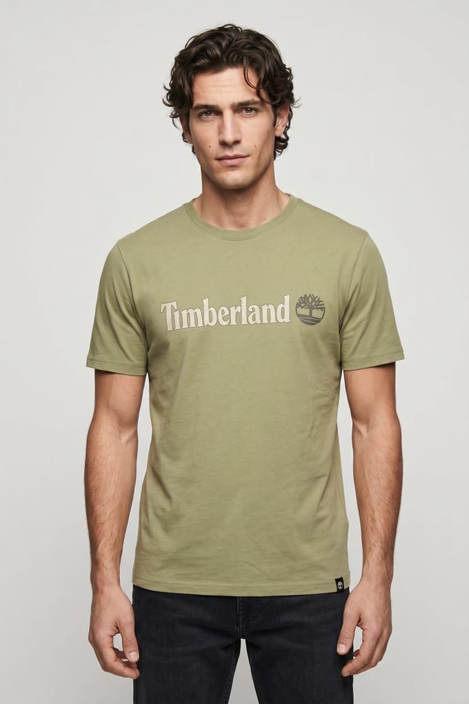 Timberland Linear Logo Short Sleeve Tee Light Green Taglia: S | Magliette basic Outlet | Uomo | Verde